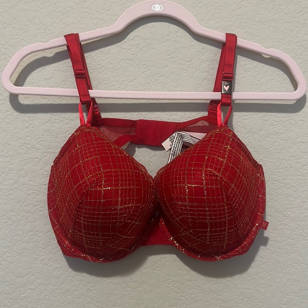 Victoria’s Secret bra red with gold trimming size 38D